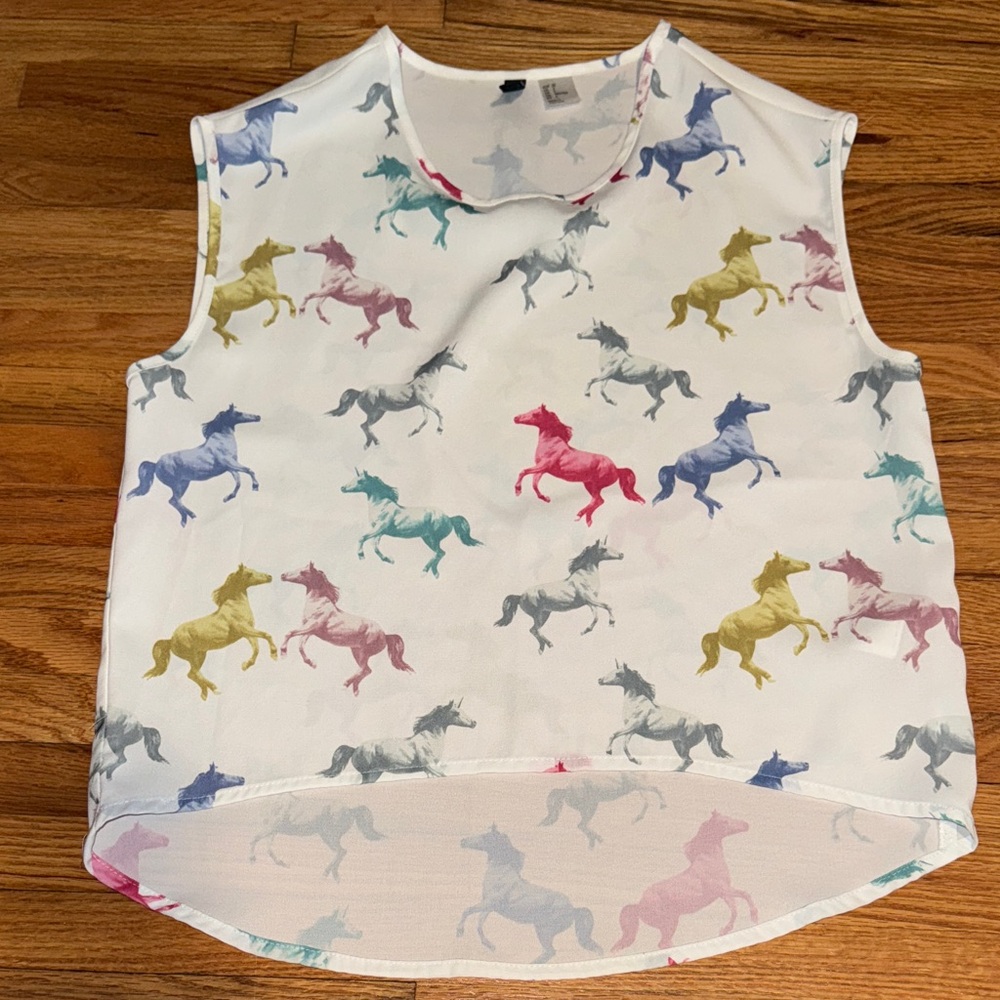Colorful Horse Print Sleeveless Top